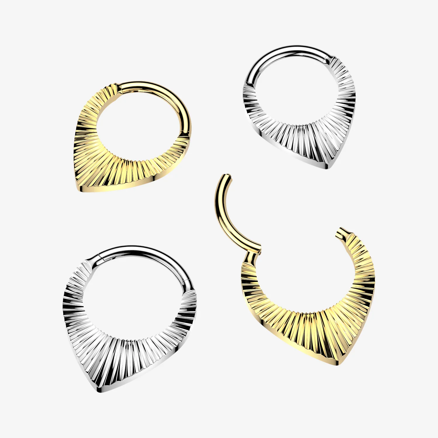 Implant Grade Titanium Ray Chevron Teardrop Clicker Hoop Ring - Image 2