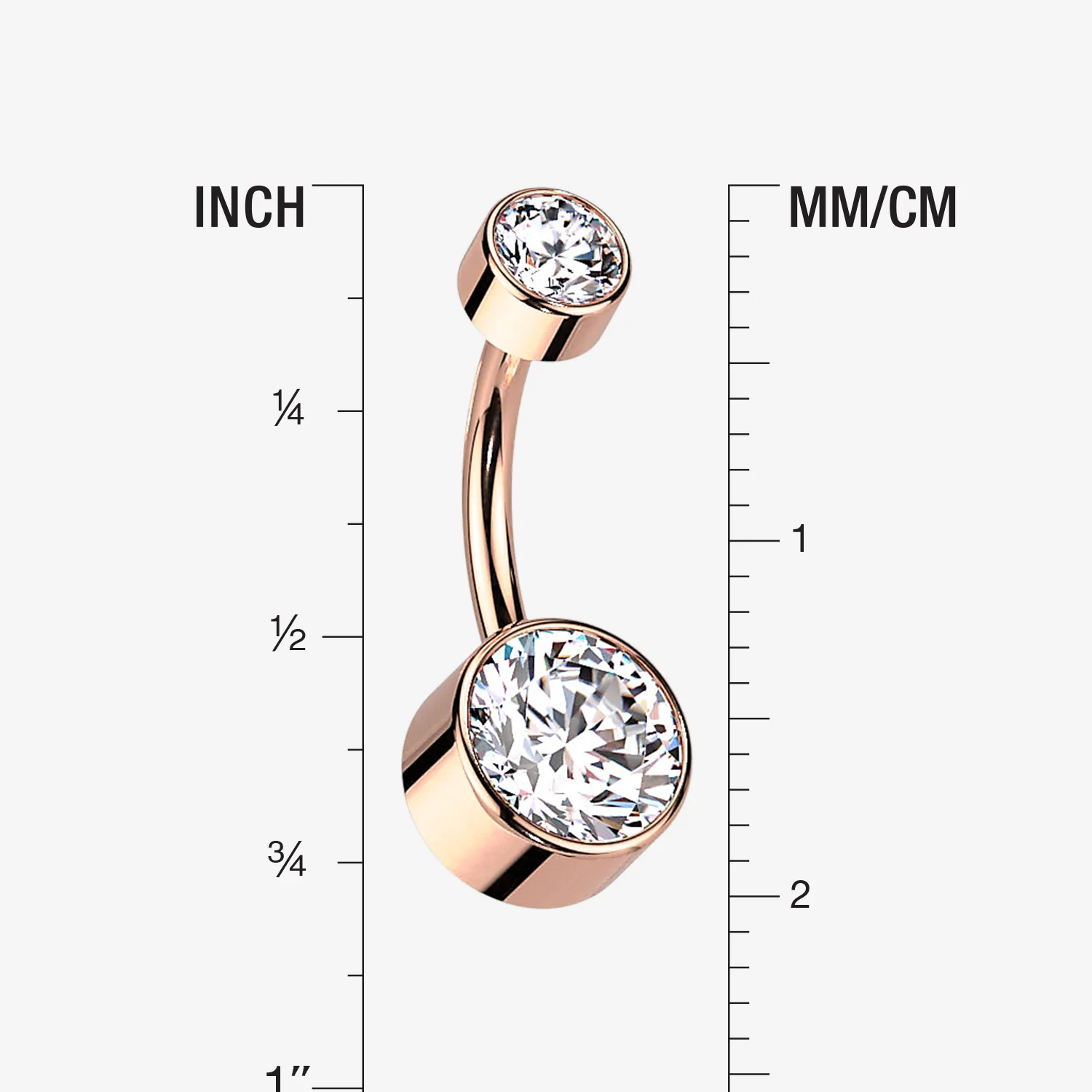 Implant Grade Titanium Rose Gold Internally Threaded Bezel Set Gem Belly Button Ring - Image 2
