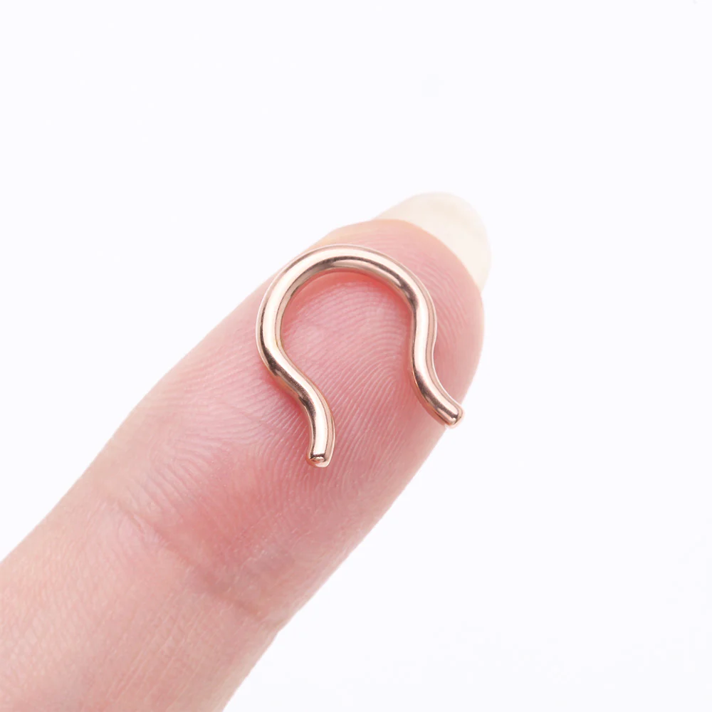 Implant Grade Titanium Rose Gold PVD Basic Septum Retainer - Image 3