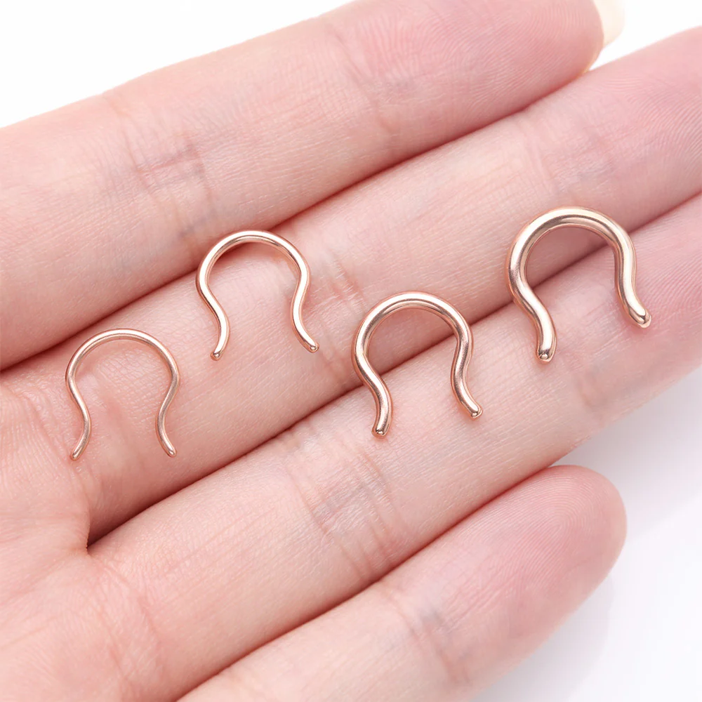 Implant Grade Titanium Rose Gold PVD Basic Septum Retainer - Image 4