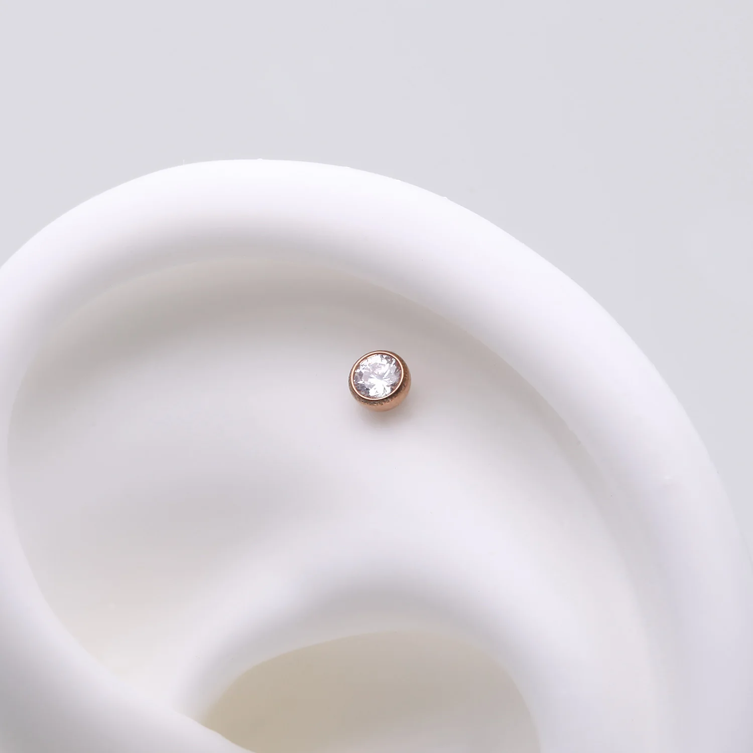 Implant Grade Titanium OneFit Threadless Rose Gold Bezel Set Sparkle Gem Top Part - Image 2