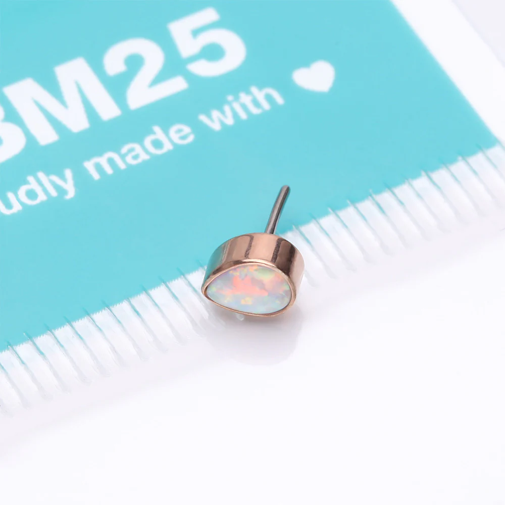 Implant Grade Titanium OneFit Threadless Rose Gold Fire Opal Teardrop Top Part - Image 4