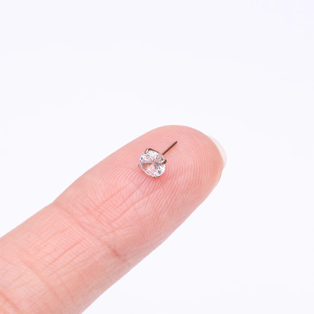 Implant Grade Titanium OneFit Threadless Rose Gold Prong Set Sparkle Gem Top Part - Image 3