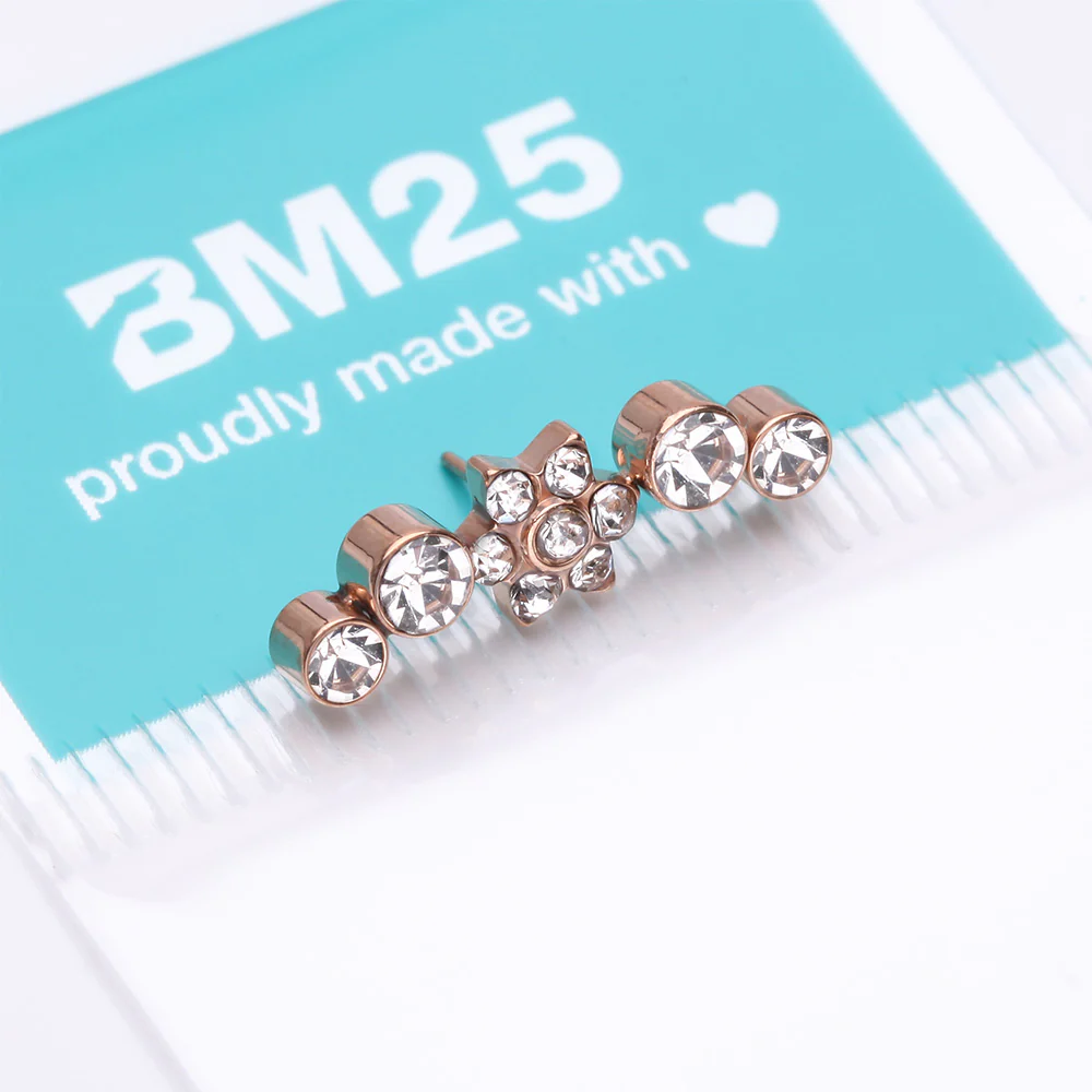 Implant Grade Titanium OneFit Threadless Rose Gold Radiant Sparkle Flower Journey Curve Top Part - Image 4