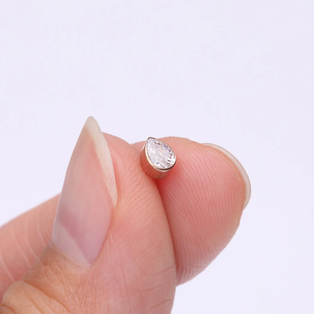 Implant Grade Titanium OneFit Threadless Rose Gold Teardrop Sparkle Top Part - Image 3