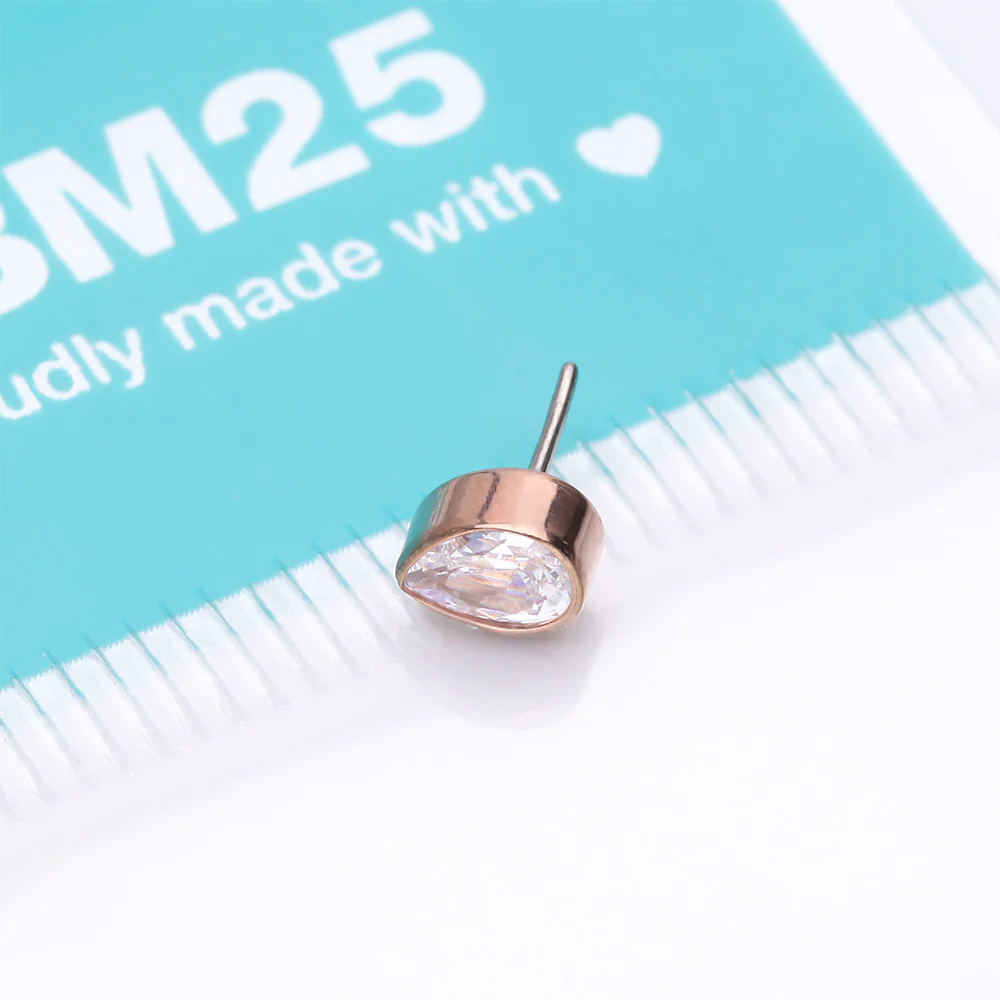 Implant Grade Titanium OneFit Threadless Rose Gold Teardrop Sparkle Top Part - Image 4