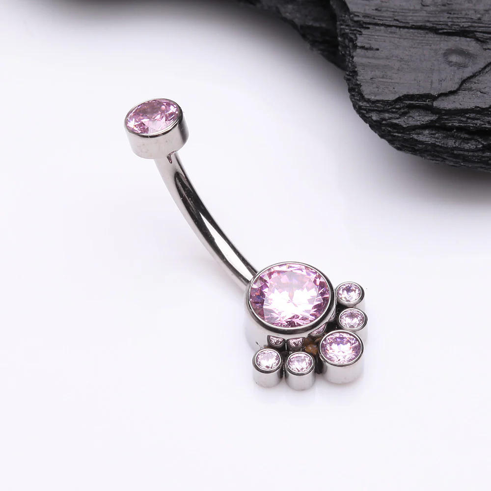 Implant Grade Titanium Royal Bali Sparkle Internally Threaded Belly Button Ring - Image 3