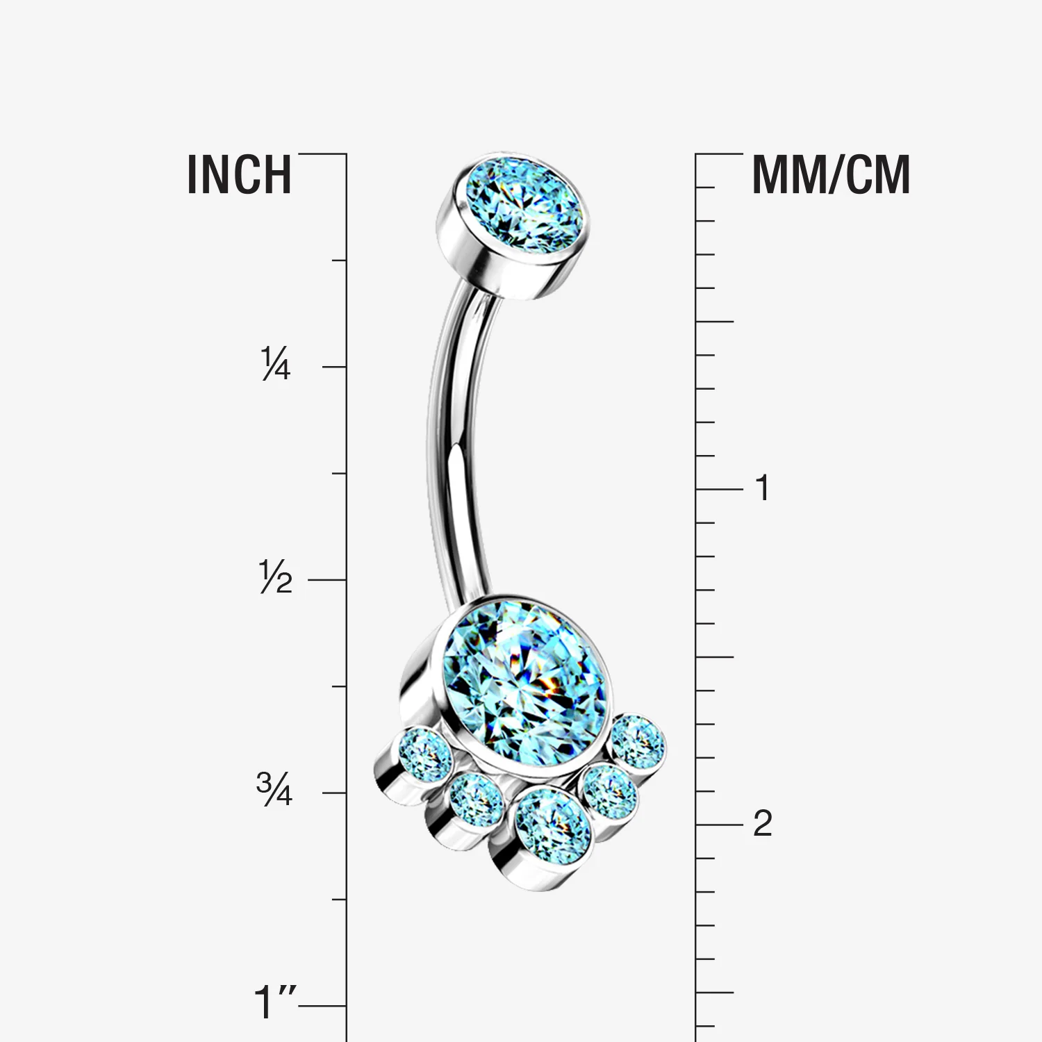 Implant Grade Titanium Royal Bali Sparkle Internally Threaded Belly Button Ring - Image 2
