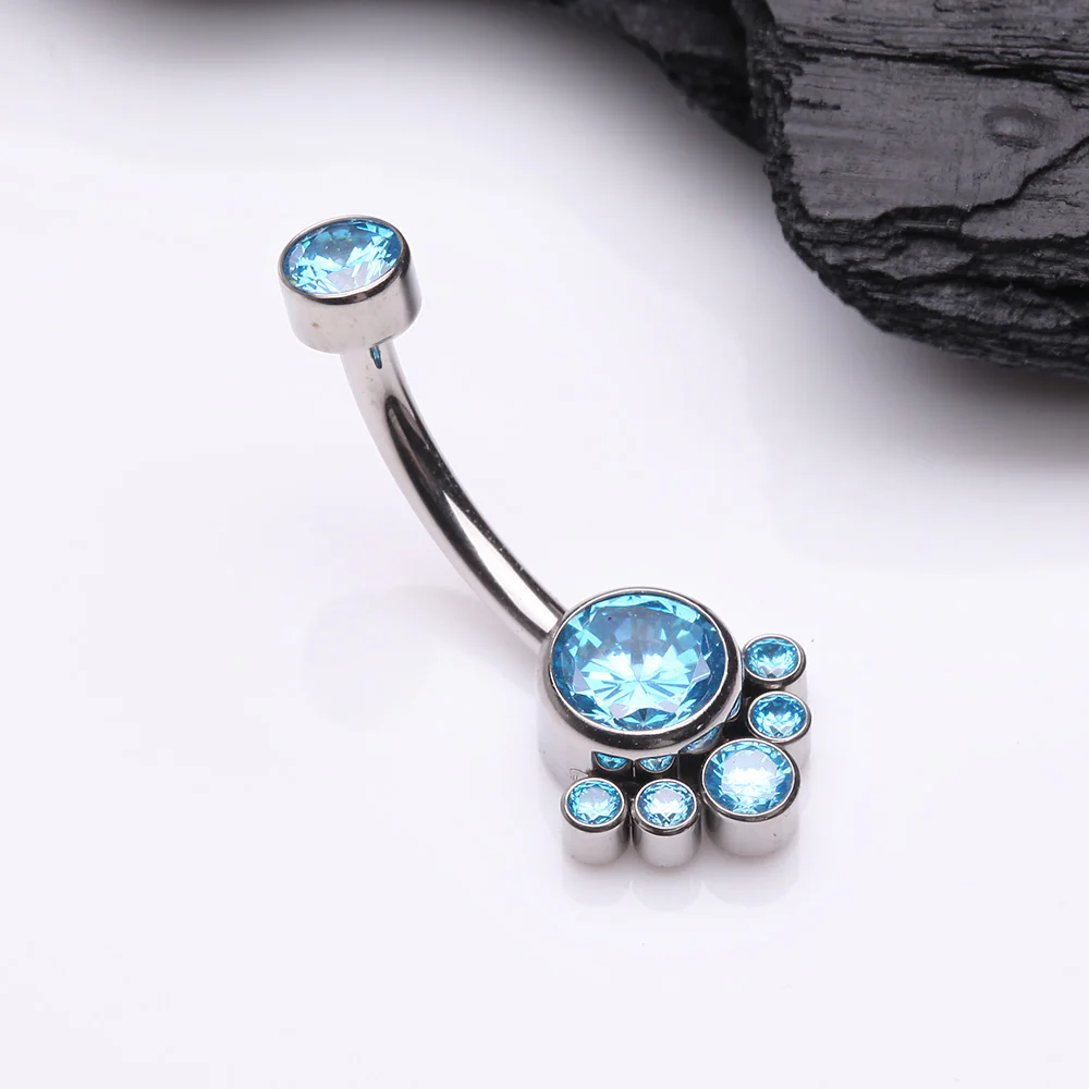 Implant Grade Titanium Royal Bali Sparkle Internally Threaded Belly Button Ring - Image 3