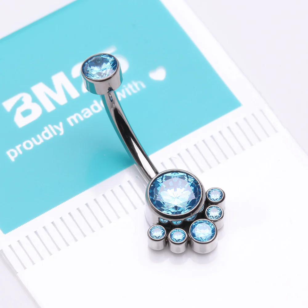 Implant Grade Titanium Royal Bali Sparkle Internally Threaded Belly Button Ring - Image 4