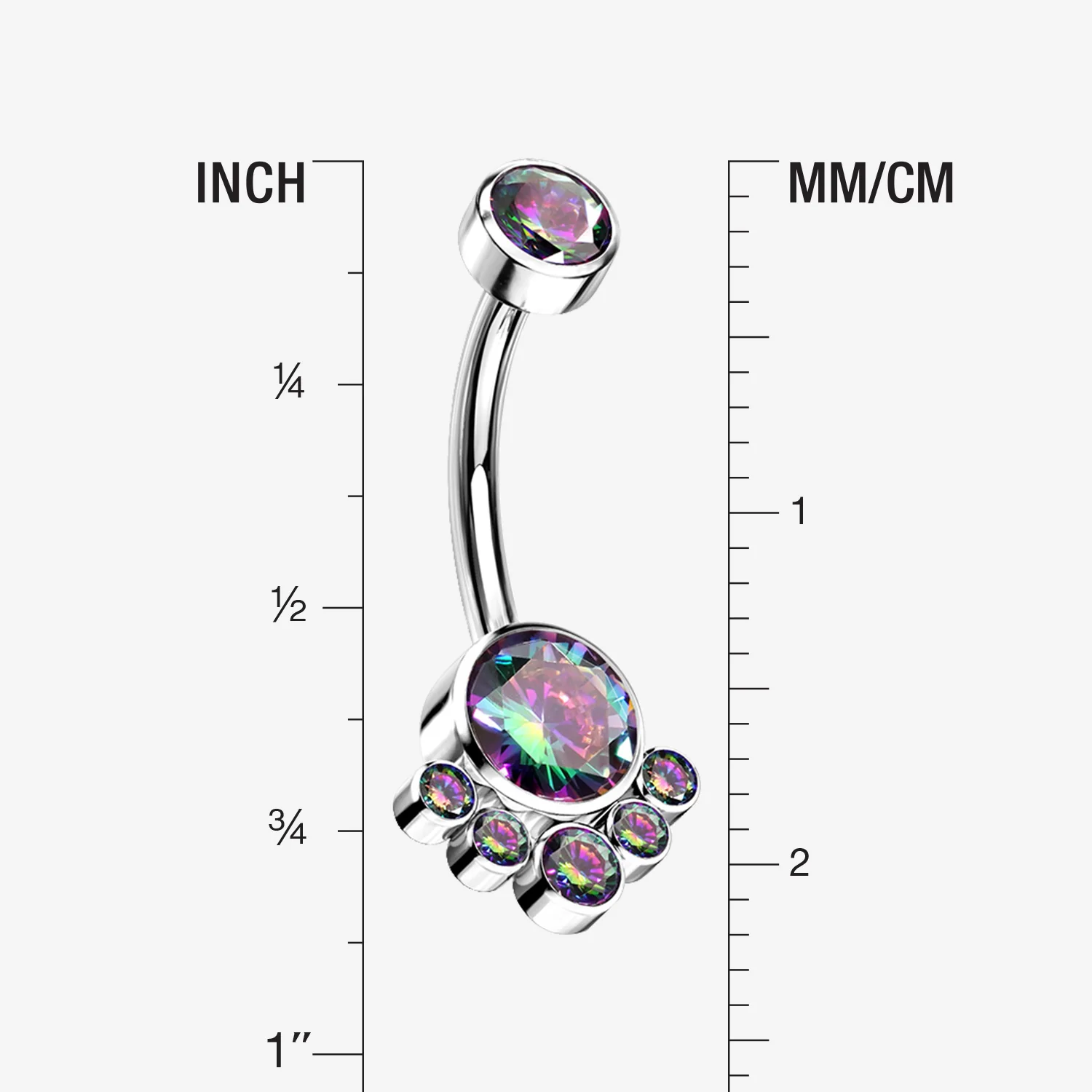 Implant Grade Titanium Royal Bali Sparkle Internally Threaded Belly Button Ring - Image 2