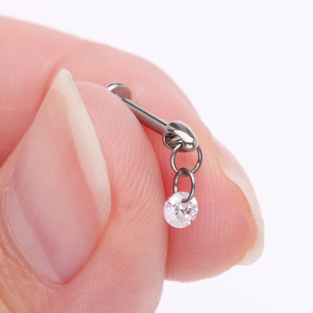Implant Grade Titanium Simple Sparkle Dangle Internally Threaded Labret - Image 3