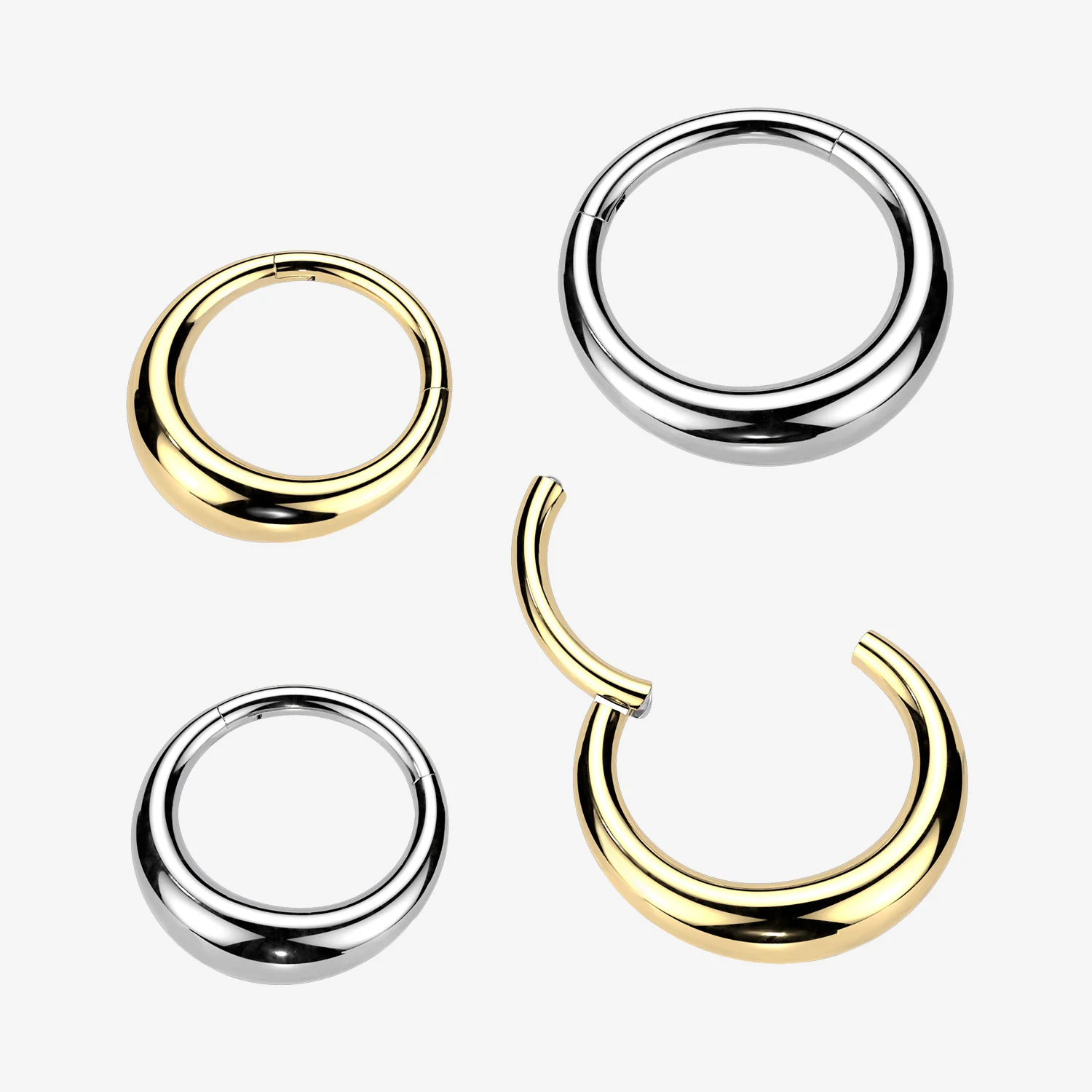 Implant Grade Titanium Smooth Hollow Crescent Clicker Hoop Ring - Image 2