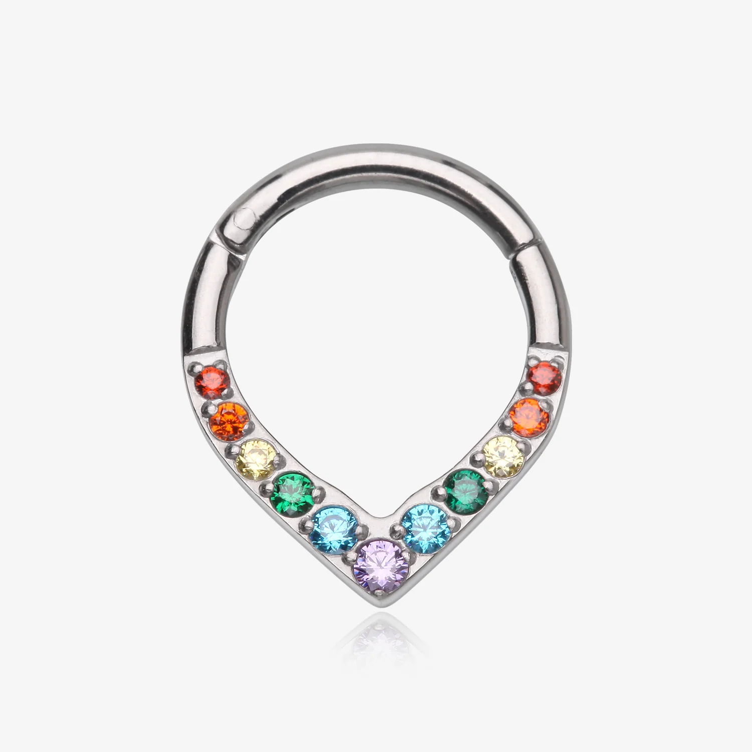 Implant Grade Titanium Sparkle Chevron Teardrop Clicker Hoop Ring