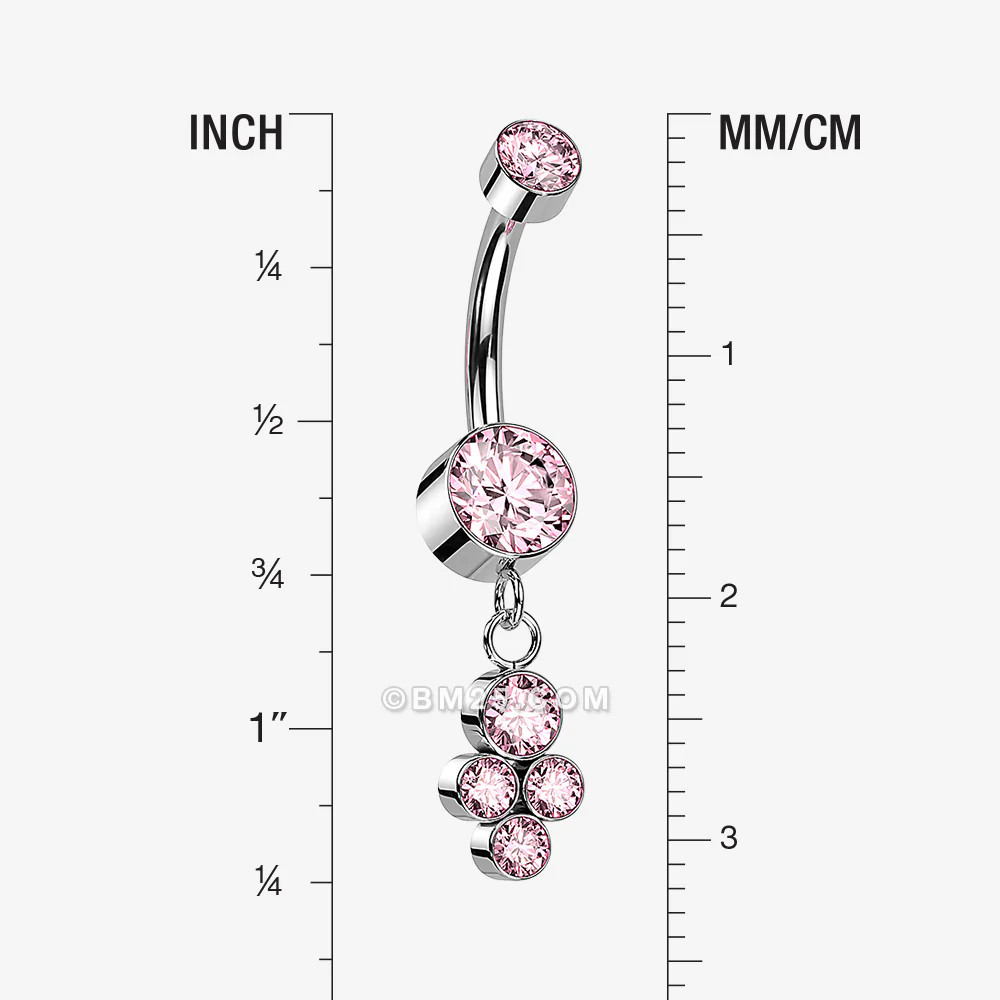 Implant Grade Titanium Sparkle Dangle Cluster Internally Threaded Belly Ring - Image 2