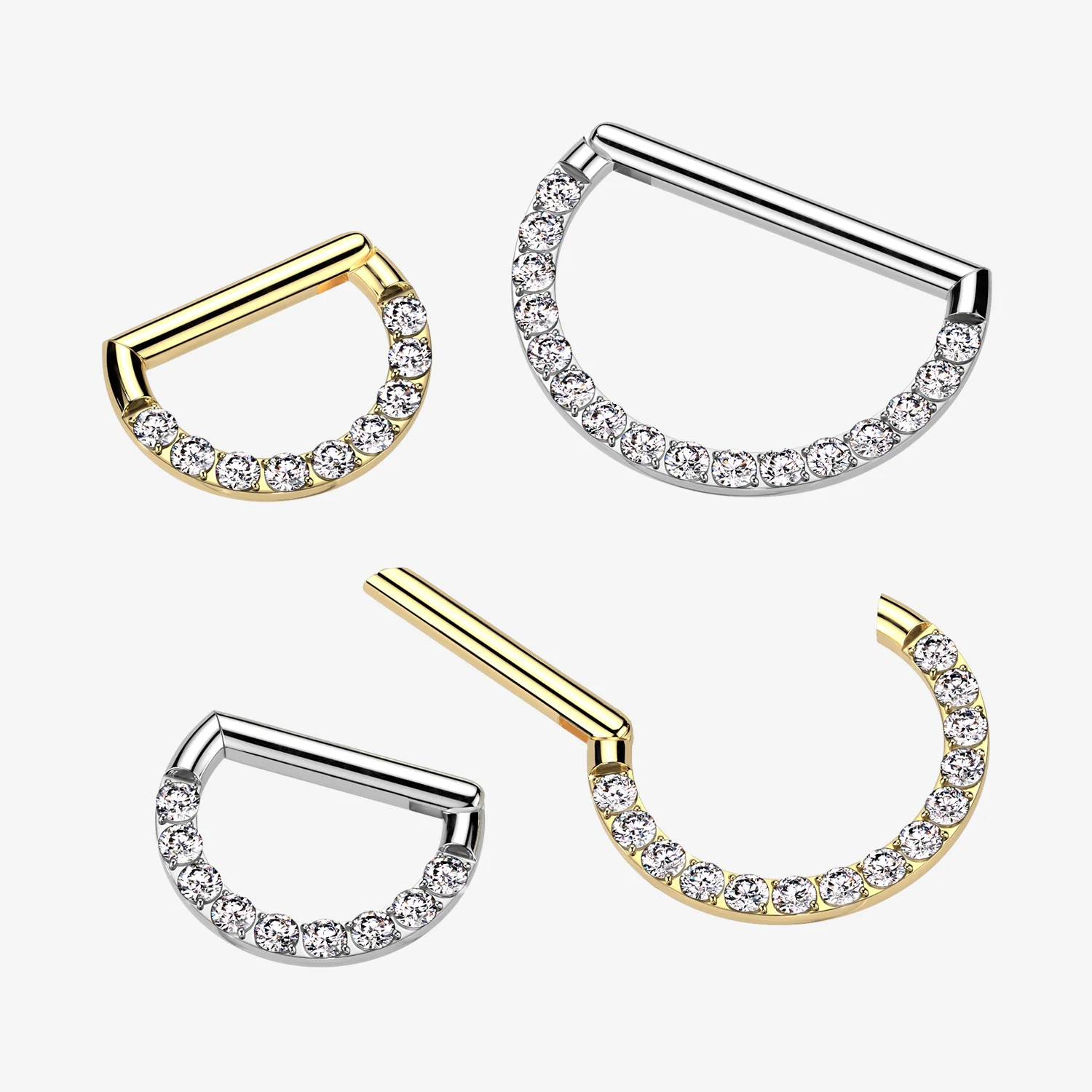 Implant Grade Titanium Sparkle Lined D Shape Clicker Hoop Ring - Image 2