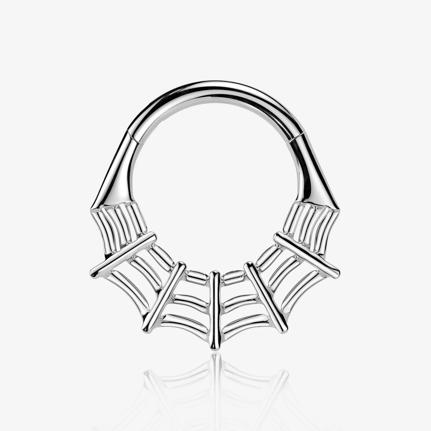 Implant Grade Titanium Spider Web Clicker Hoop Ring
