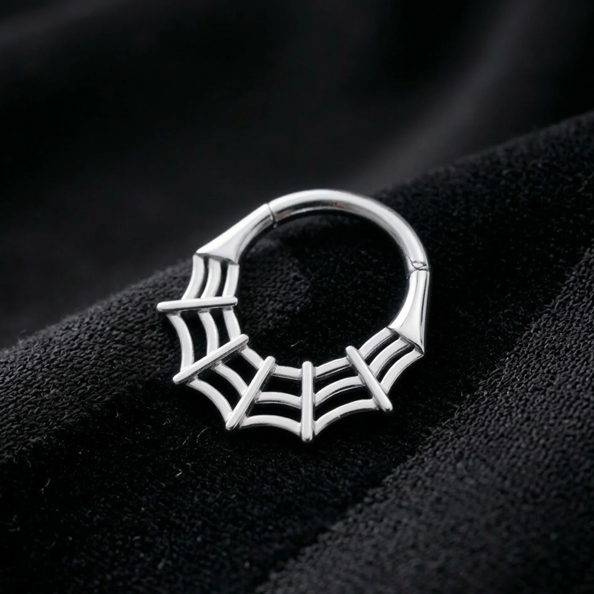 Implant Grade Titanium Spider Web Clicker Hoop Ring - Image 3