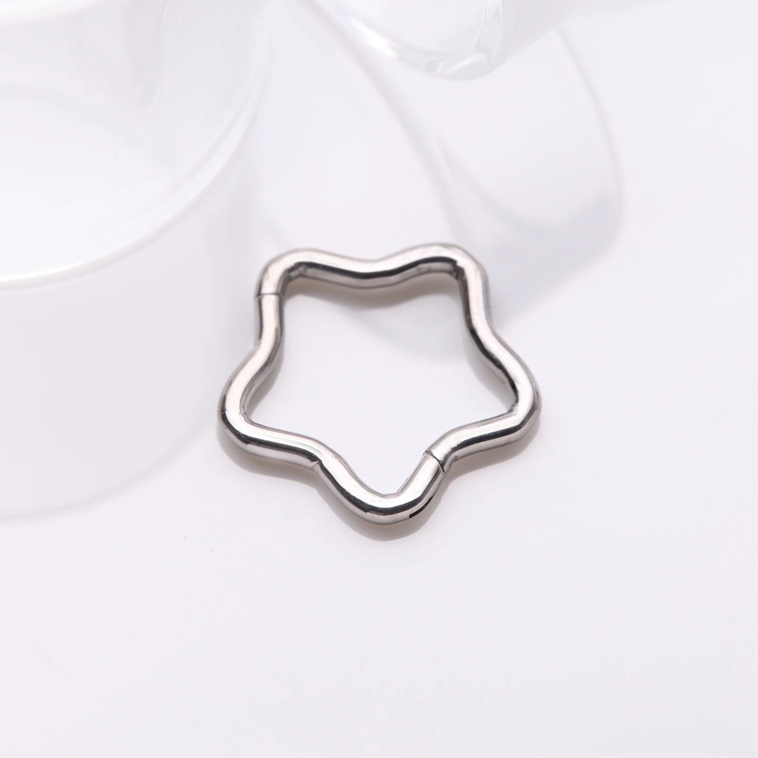 Implant Grade Titanium Star Basic Geometric Clicker Hoop Ring - Image 2