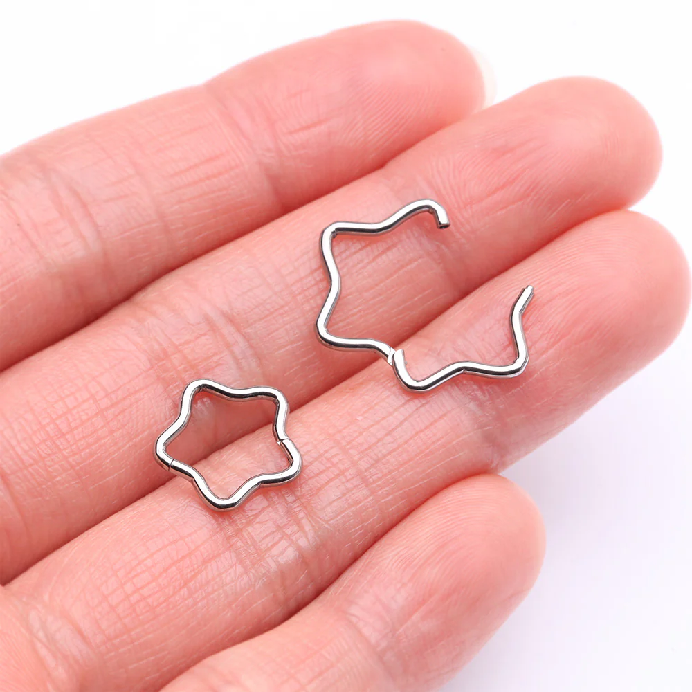 Implant Grade Titanium Star Basic Geometric Clicker Hoop Ring - Image 3