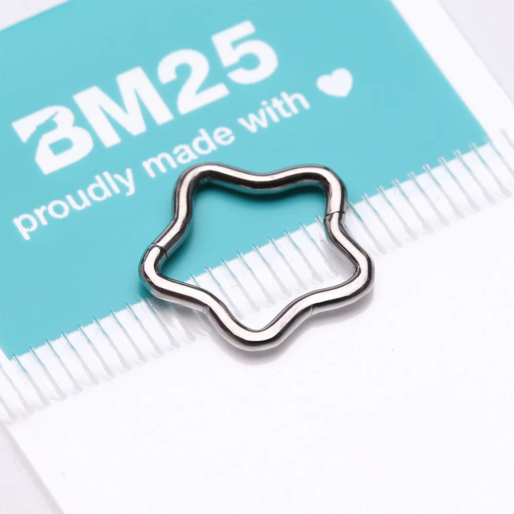 Implant Grade Titanium Star Basic Geometric Clicker Hoop Ring - Image 4