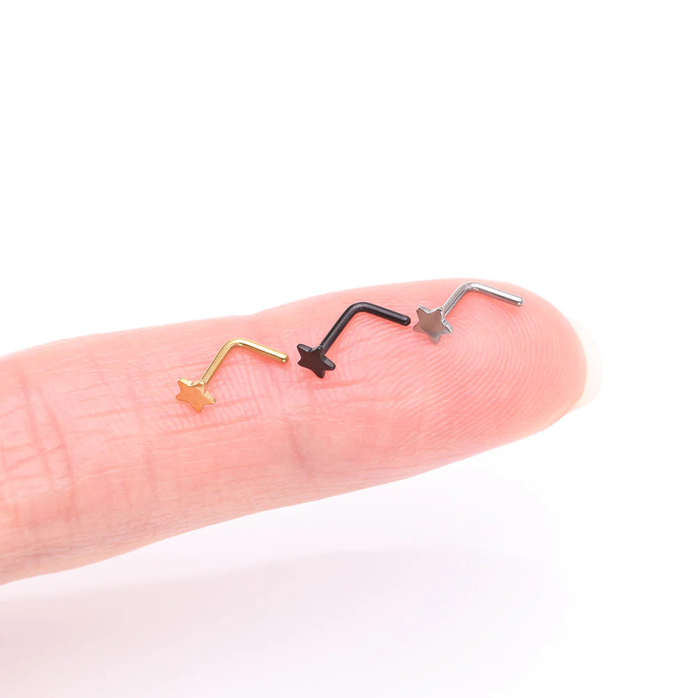 Implant Grade Titanium Star Icon L-Shaped Nose Ring - Image 4