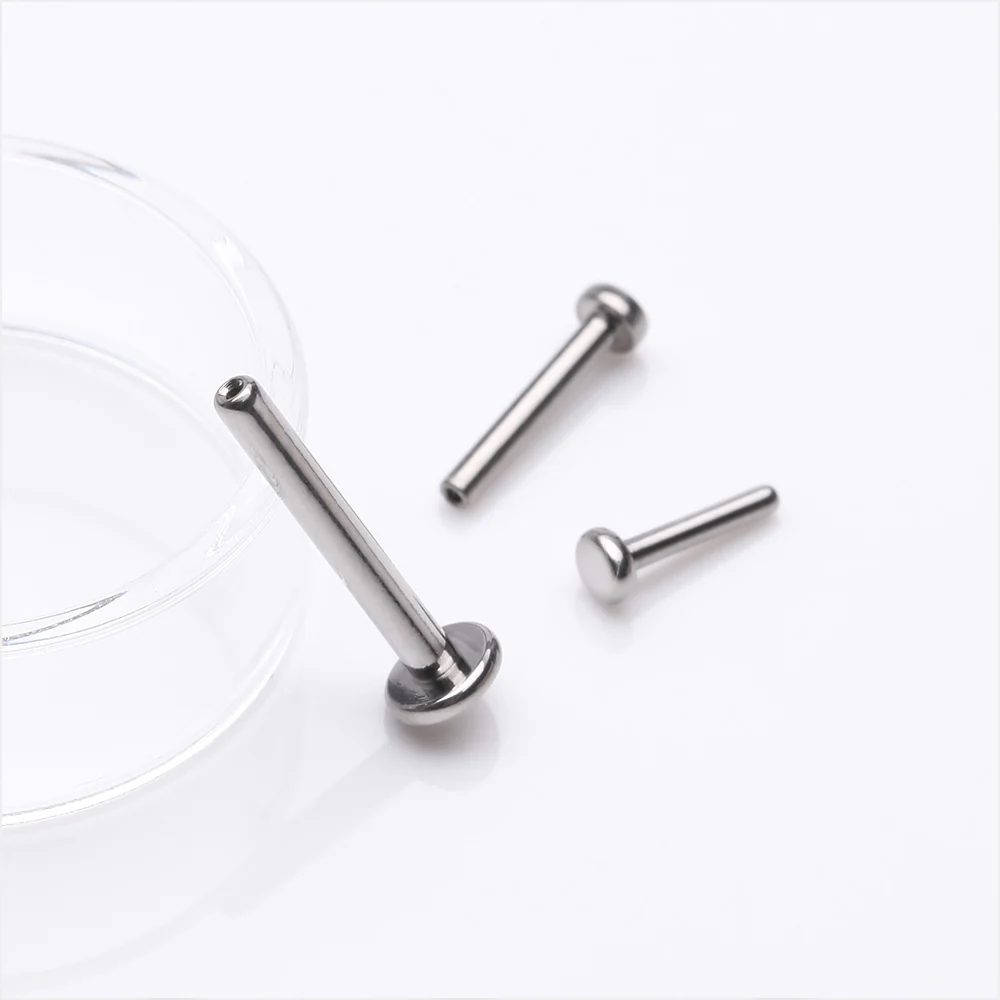 Implant Grade Titanium OneFit Threadless 4mm Base Flat Back Stud Labret Bar Part - Image 4