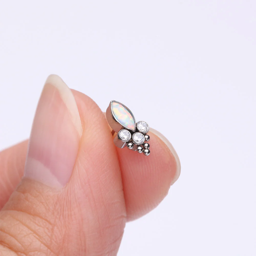 Implant Grade Titanium OneFit Threadless Bali Marquise Monarch Fire Opal Top Part - Image 3