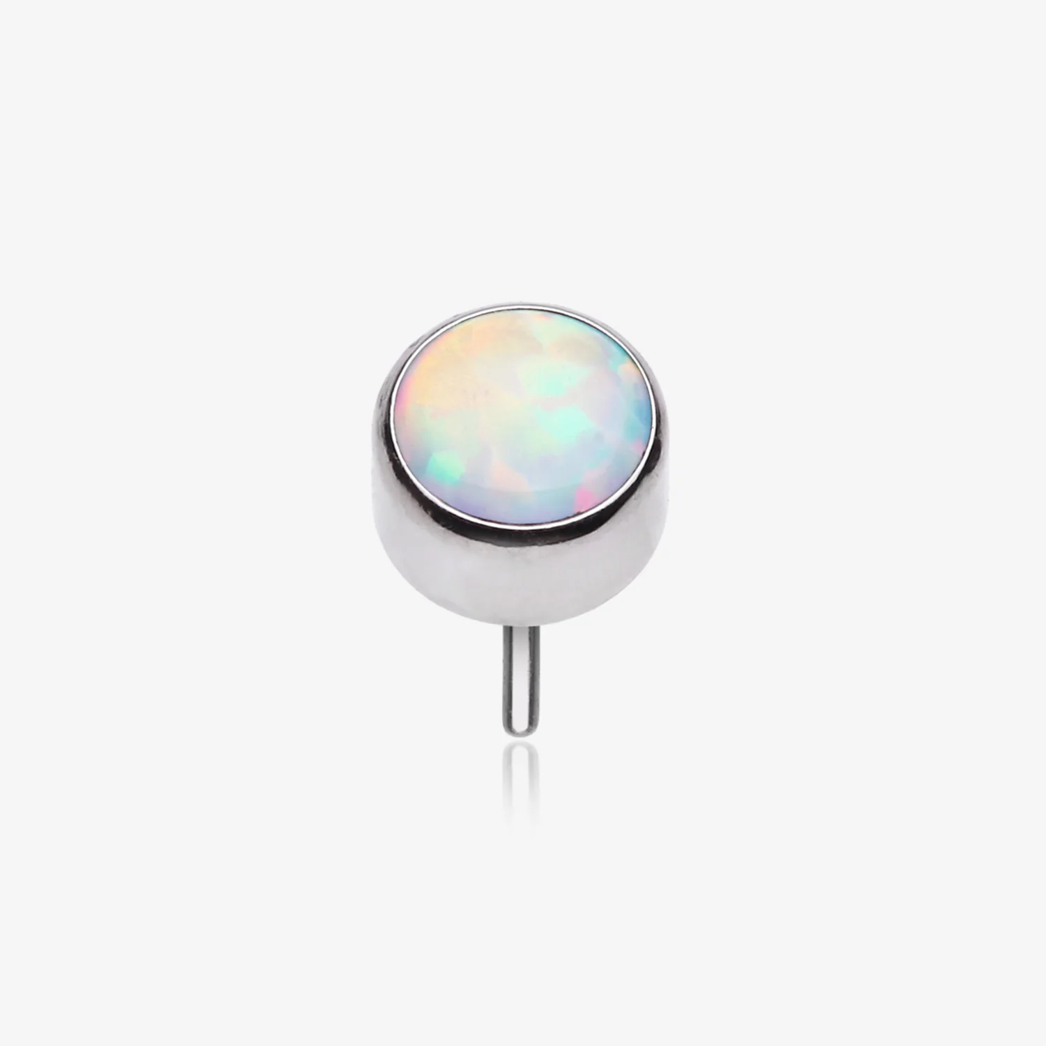Implant Grade Titanium OneFit Threadless Bezel Round Fire Opal Sparkle Top Part