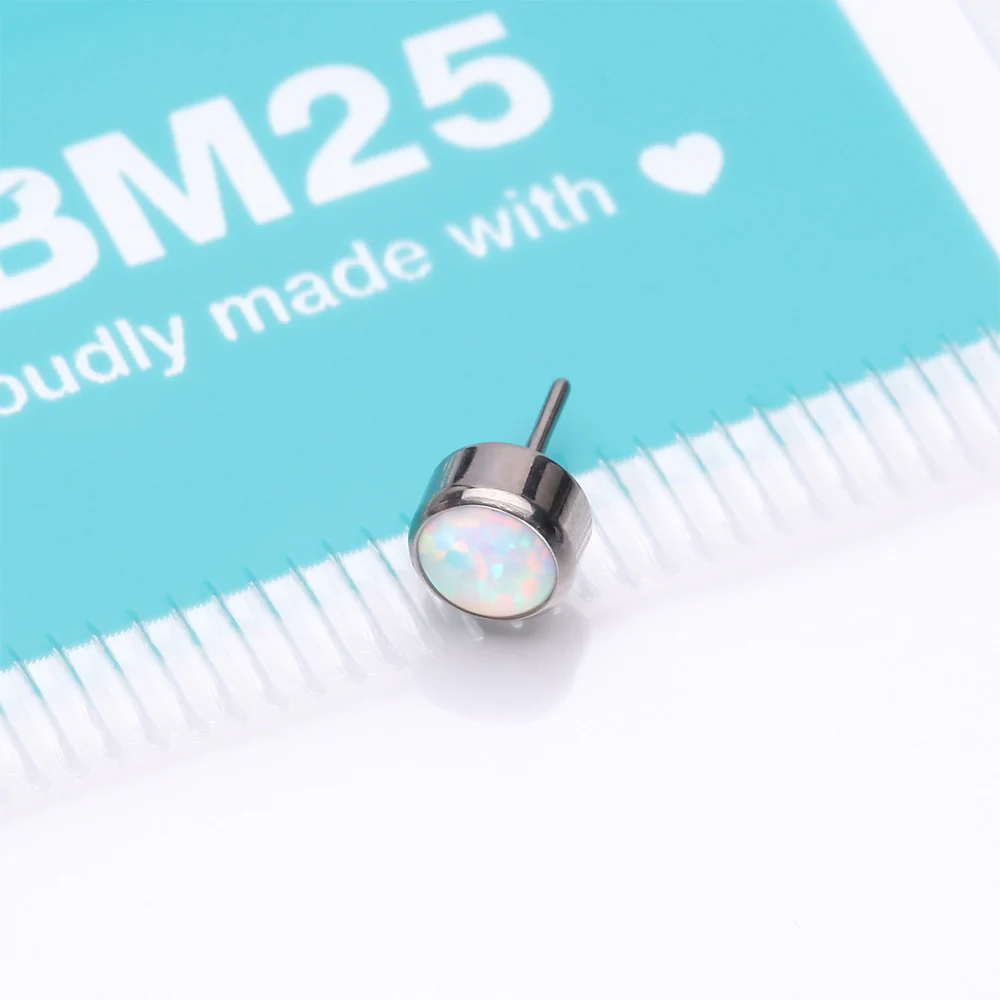 Implant Grade Titanium OneFit Threadless Bezel Round Fire Opal Sparkle Top Part - Image 4