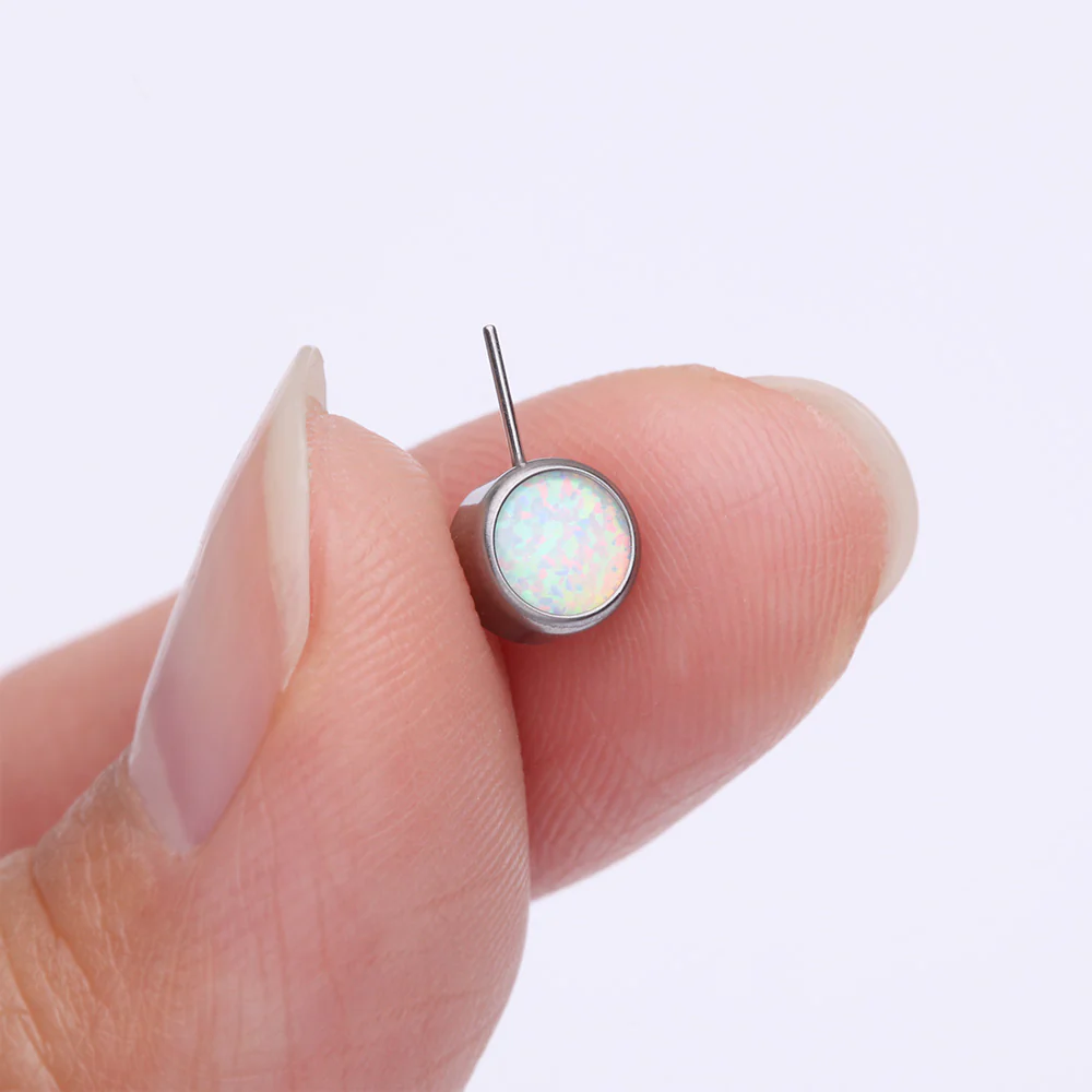 Implant Grade Titanium OneFit Threadless Bezel Set Fire Opal Front Facing Part - Image 3