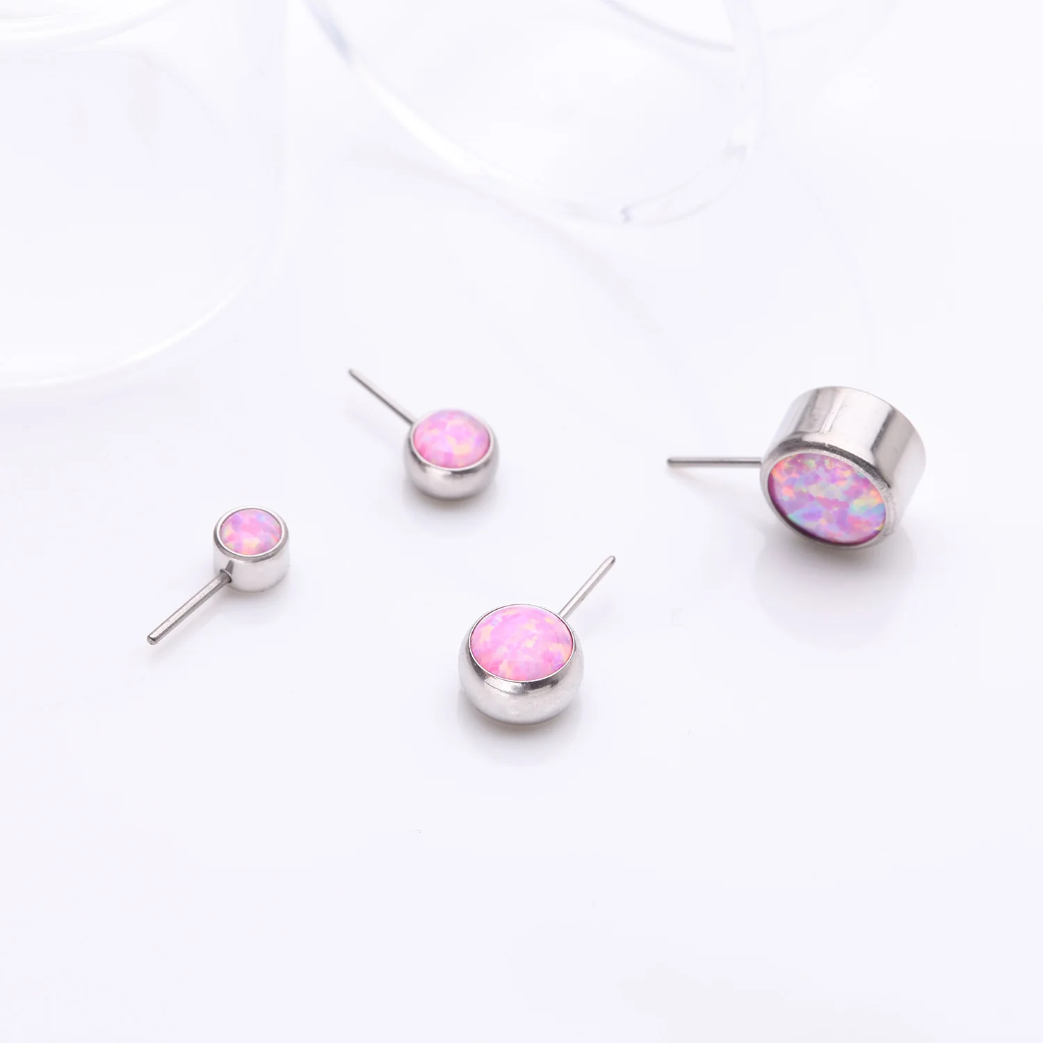 Implant Grade Titanium OneFit Threadless Bezel Set Fire Opal Front Facing Part - Image 2