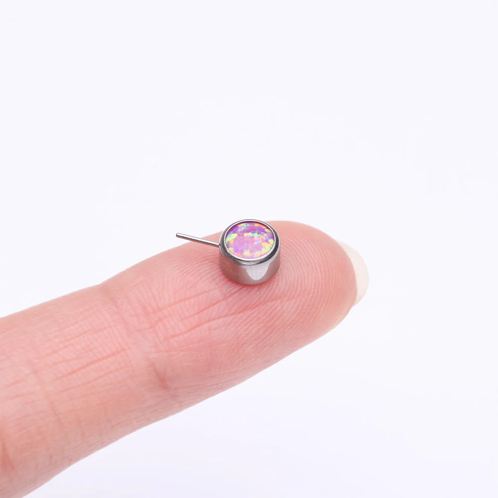 Implant Grade Titanium OneFit Threadless Bezel Set Fire Opal Front Facing Part - Image 3