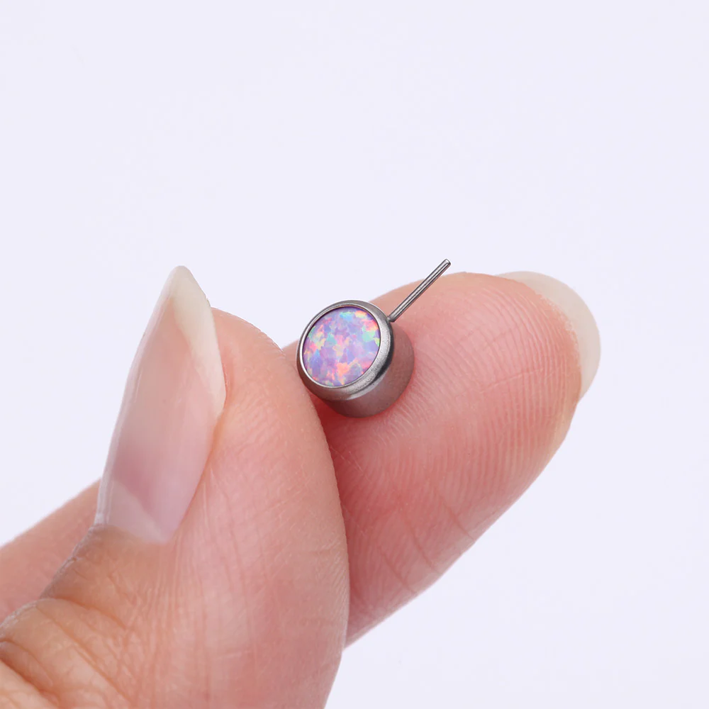Implant Grade Titanium OneFit Threadless Bezel Set Fire Opal Front Facing Part - Image 3