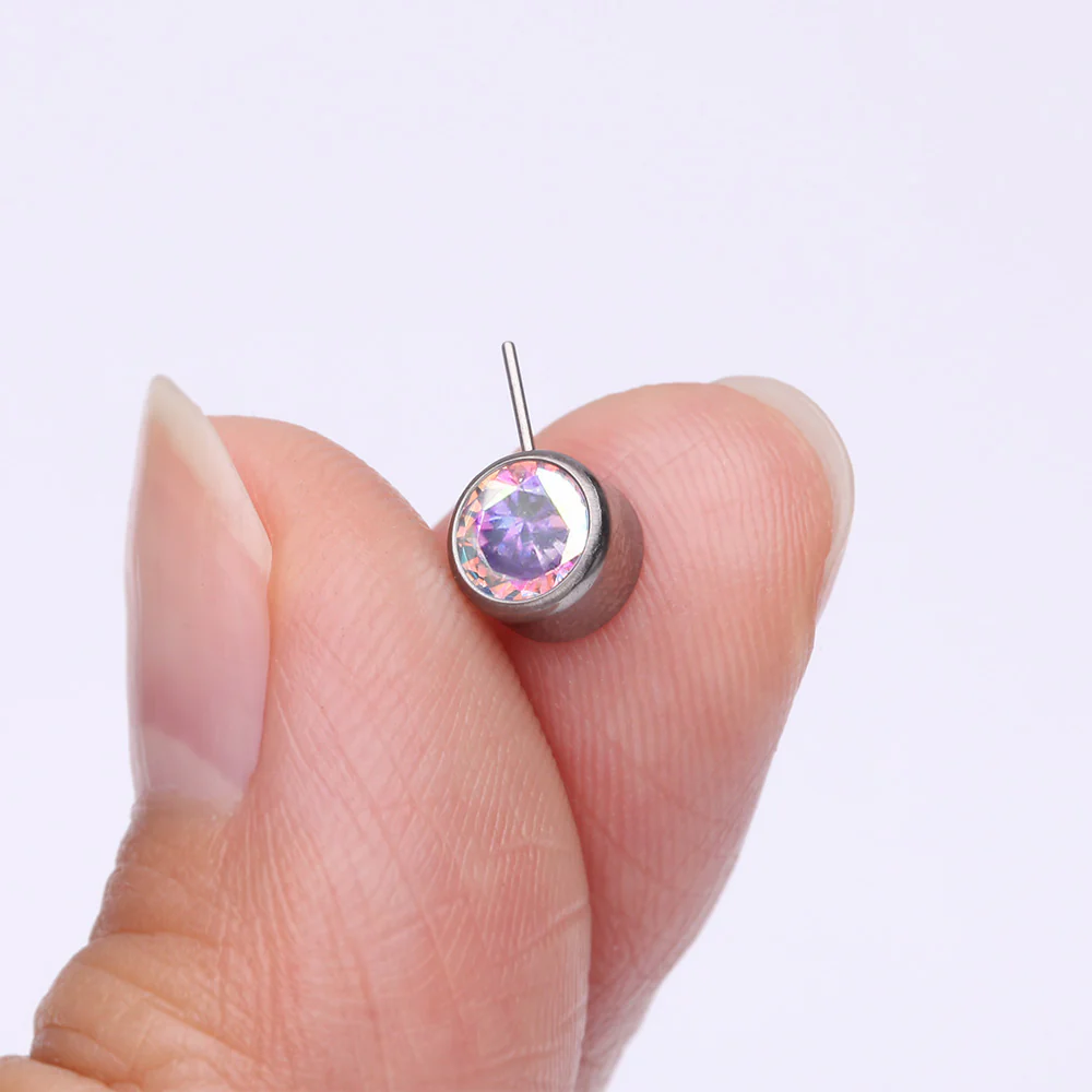 Implant Grade Titanium OneFit Threadless Bezel Set Sparkle Front Facing Part - Image 3
