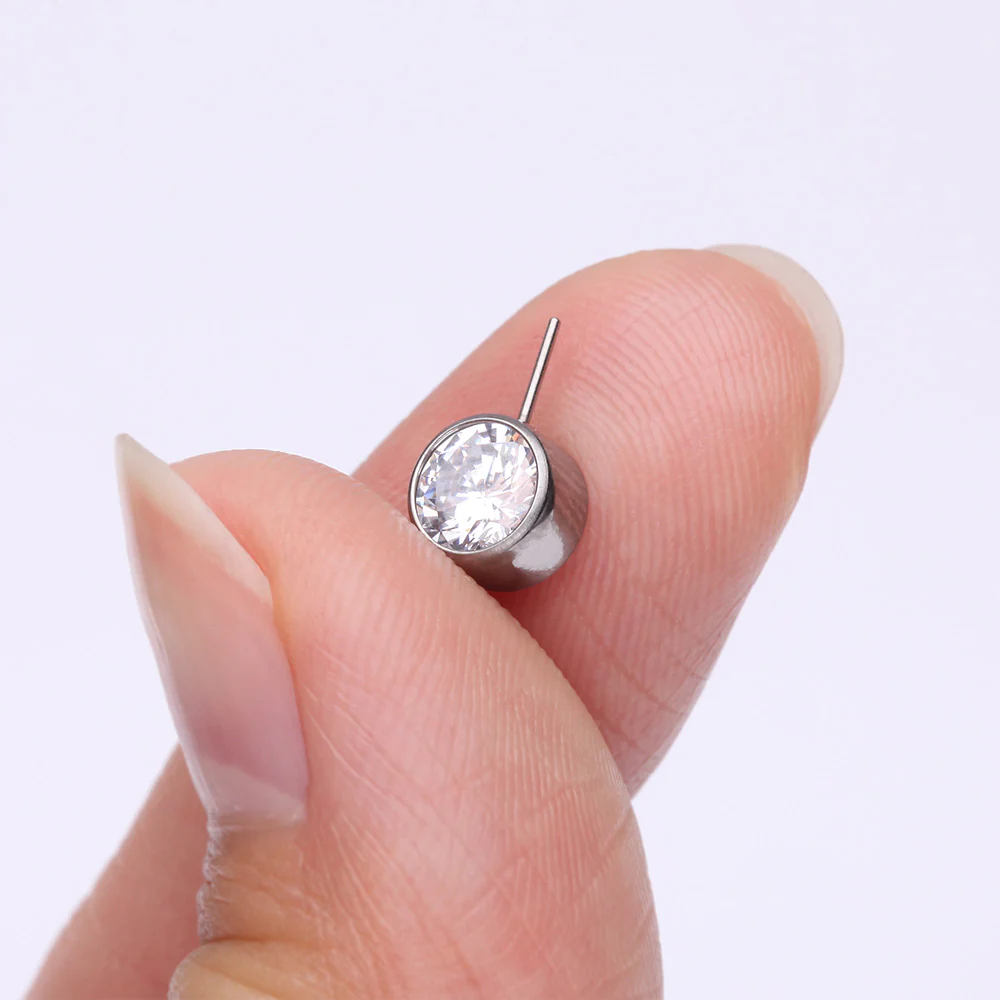 Implant Grade Titanium OneFit Threadless Bezel Set Sparkle Front Facing Part - Image 3