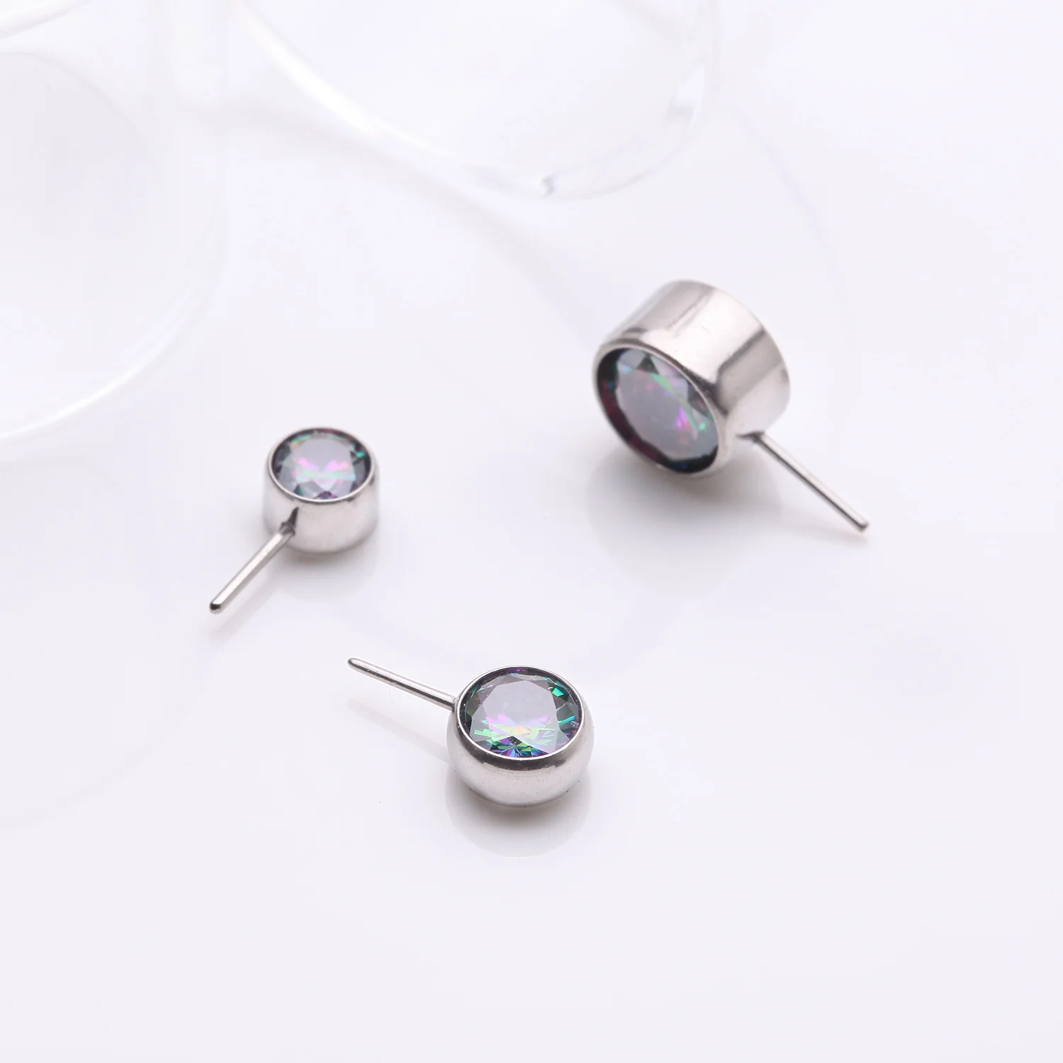 Implant Grade Titanium OneFit Threadless Bezel Set Sparkle Front Facing Part - Image 2