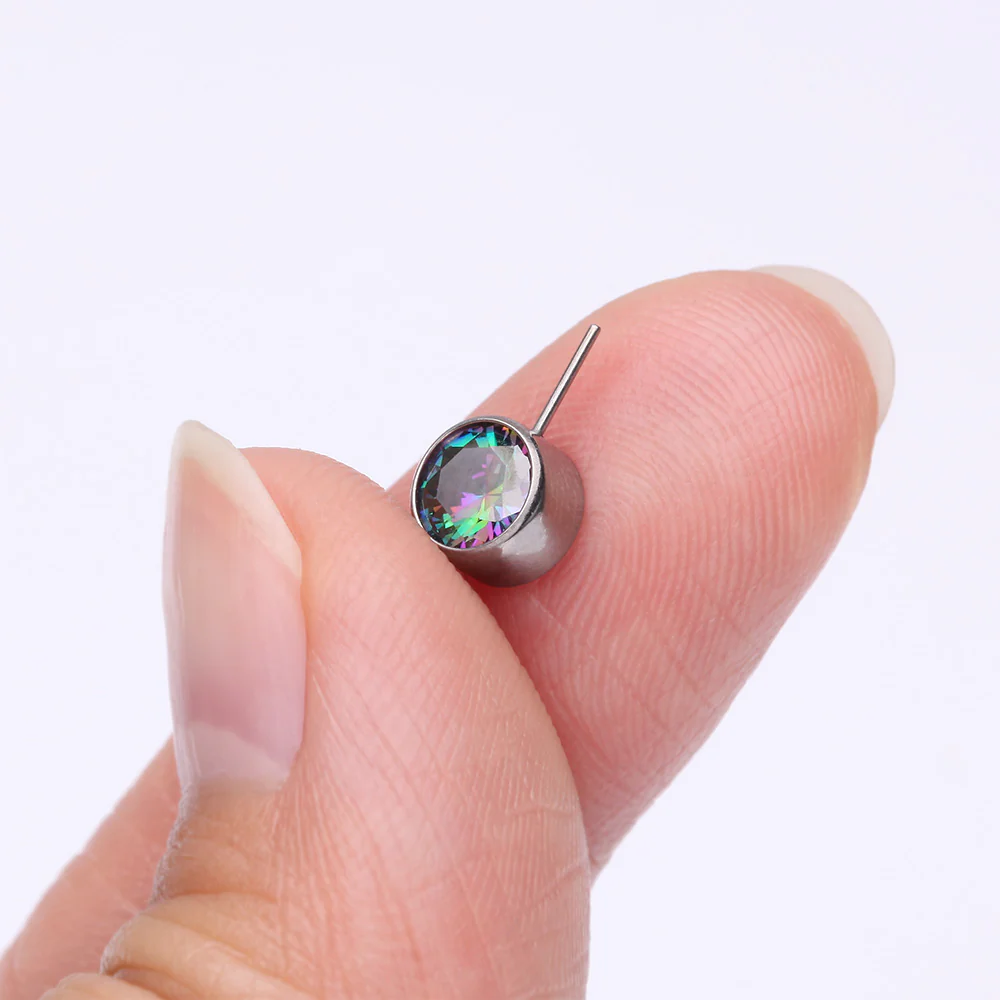 Implant Grade Titanium OneFit Threadless Bezel Set Sparkle Front Facing Part - Image 3
