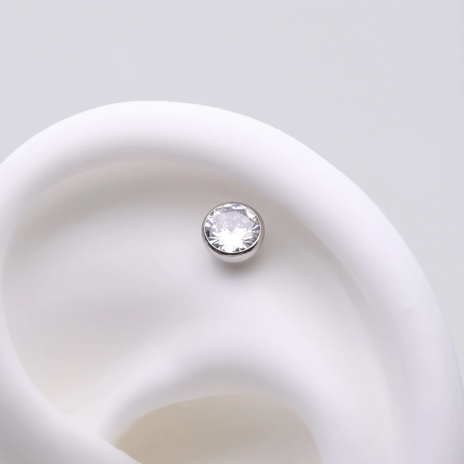 Implant Grade Titanium OneFit Threadless Bezel Set Sparkle Gem Top Part - Image 2