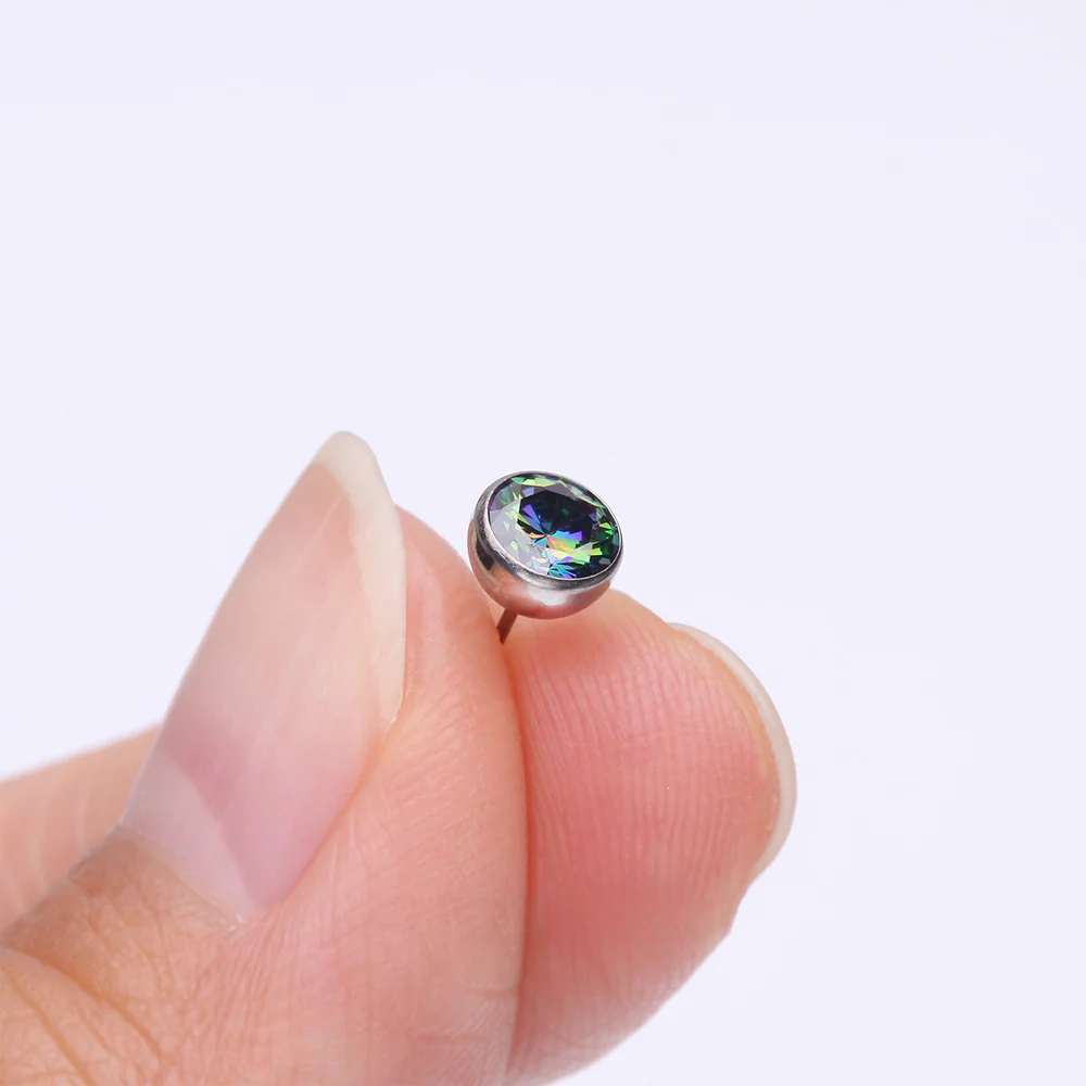 Implant Grade Titanium OneFit Threadless Bezel Set Sparkle Gem Top Part - Image 3