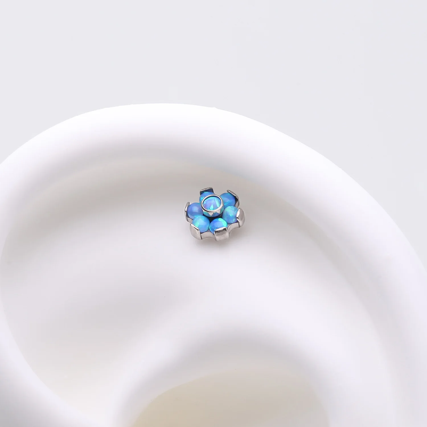 Implant Grade Titanium OneFit Threadless Brilliant Fire Opal Flower Top Part - Image 2