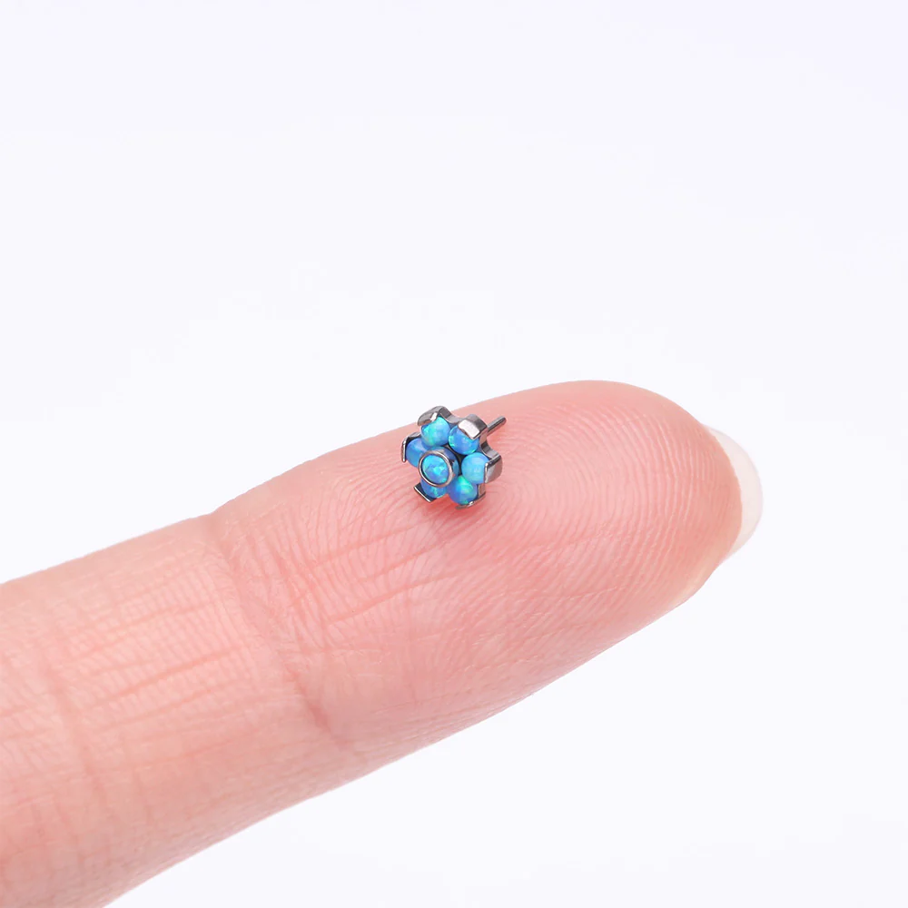 Implant Grade Titanium OneFit Threadless Brilliant Fire Opal Flower Top Part - Image 3