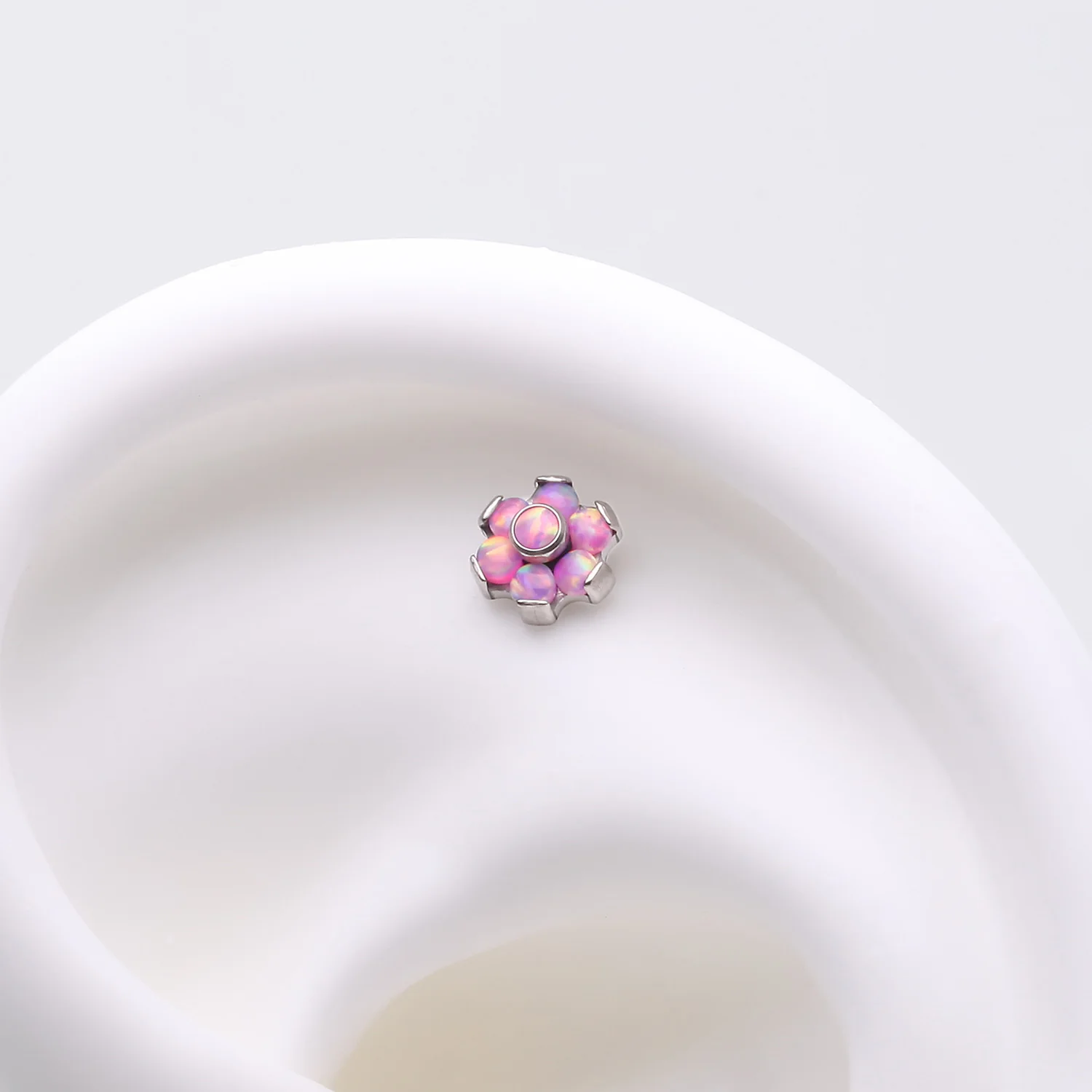 Implant Grade Titanium OneFit Threadless Brilliant Fire Opal Flower Top Part - Image 2