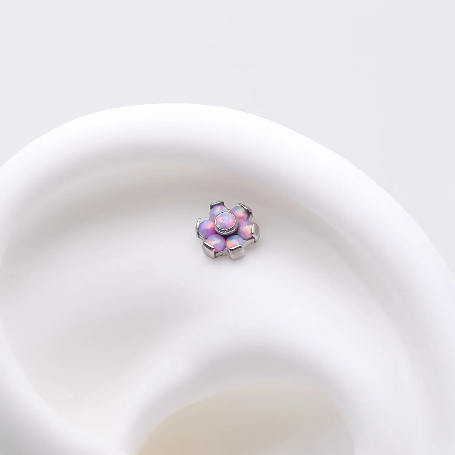 Implant Grade Titanium OneFit Threadless Brilliant Fire Opal Flower Top Part - Image 2