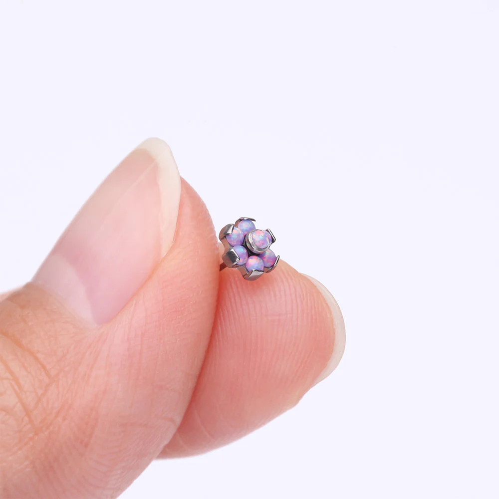 Implant Grade Titanium OneFit Threadless Brilliant Fire Opal Flower Top Part - Image 3