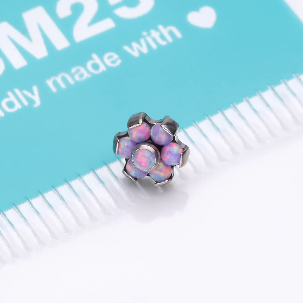 Implant Grade Titanium OneFit Threadless Brilliant Fire Opal Flower Top Part - Image 4