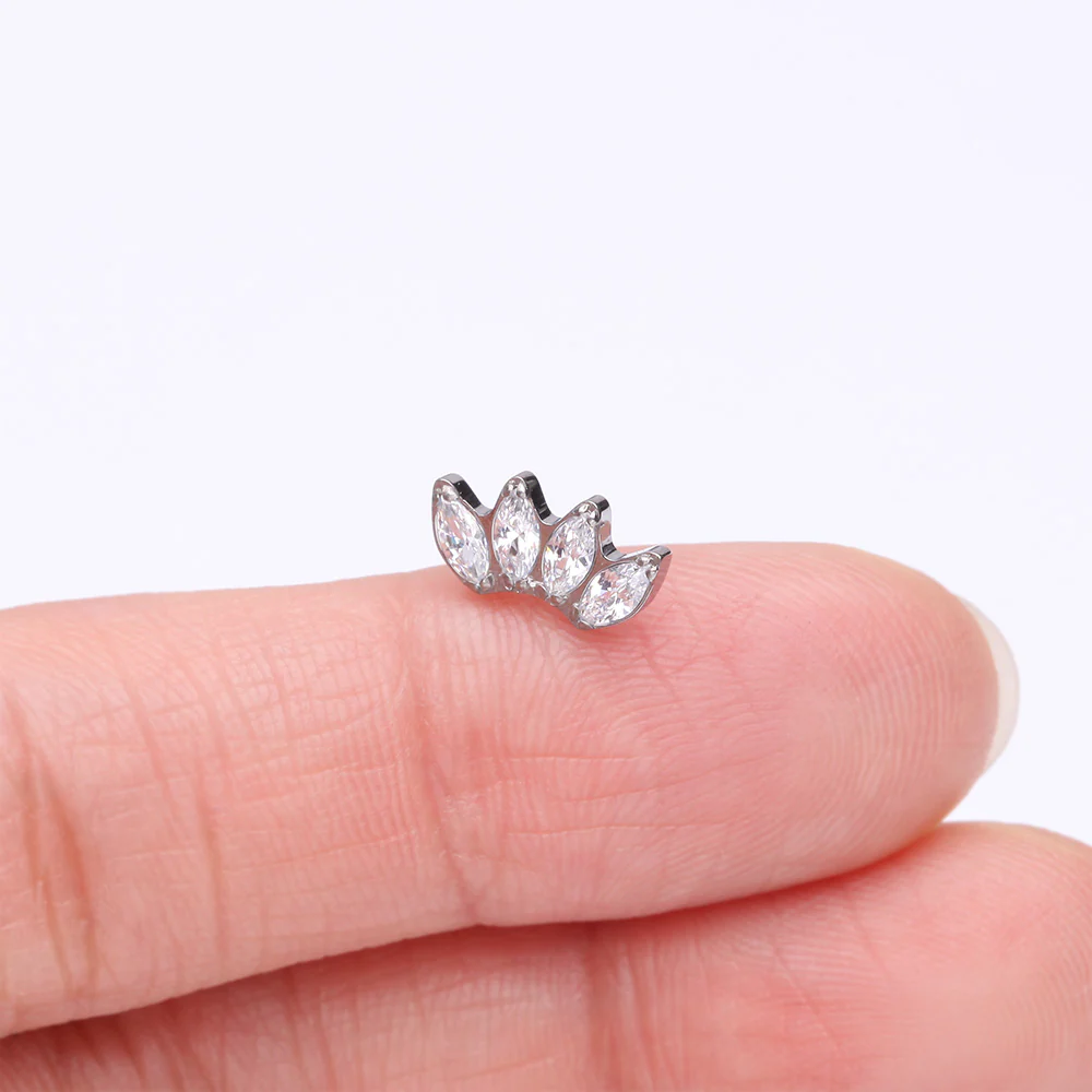 Implant Grade Titanium OneFit Threadless Brilliant Marquise Sparkle Fan Top Part - Image 3