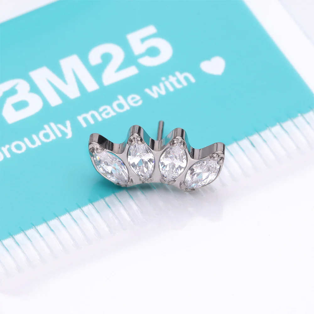 Implant Grade Titanium OneFit Threadless Brilliant Marquise Sparkle Fan Top Part - Image 4