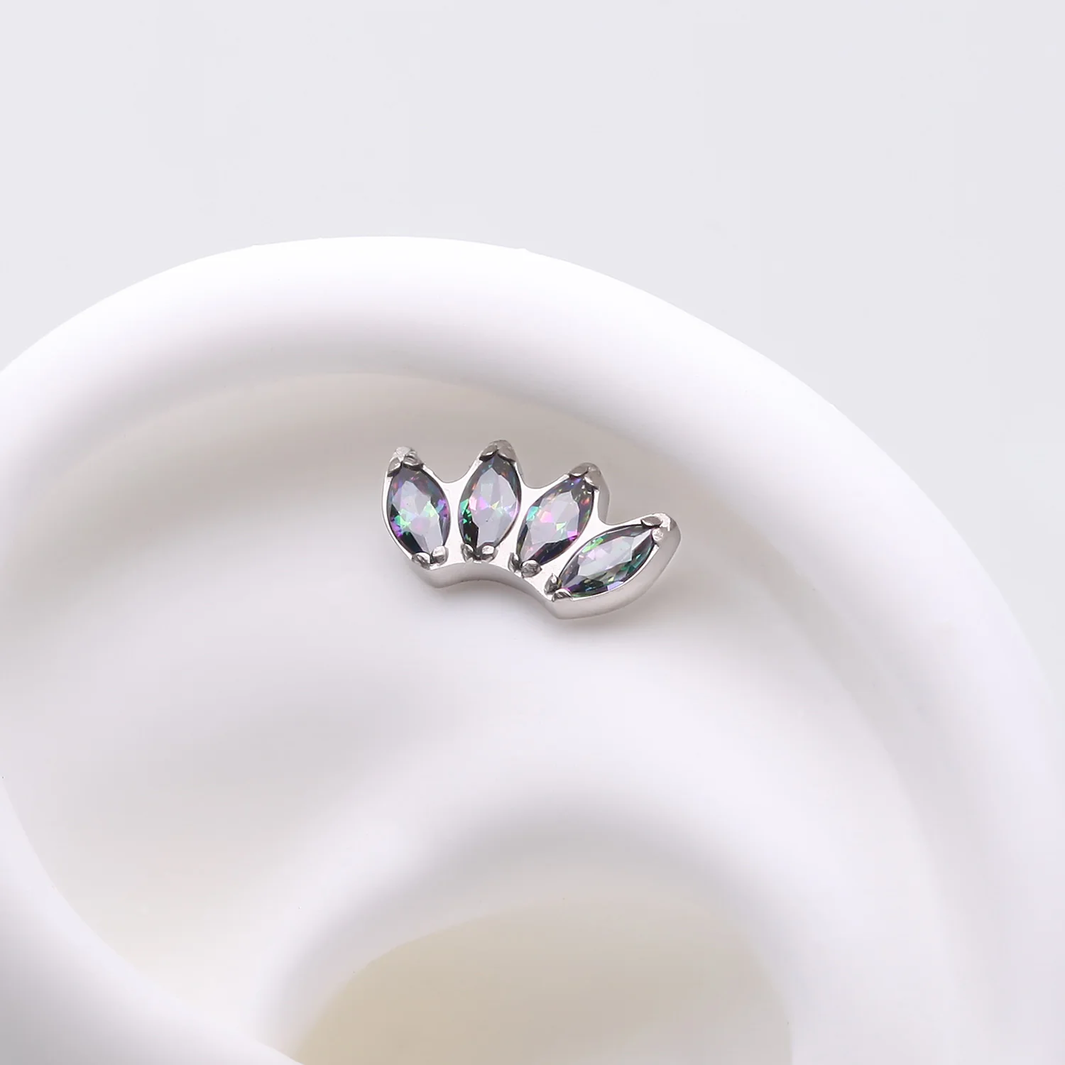 Implant Grade Titanium OneFit Threadless Brilliant Marquise Sparkle Fan Top Part - Image 2