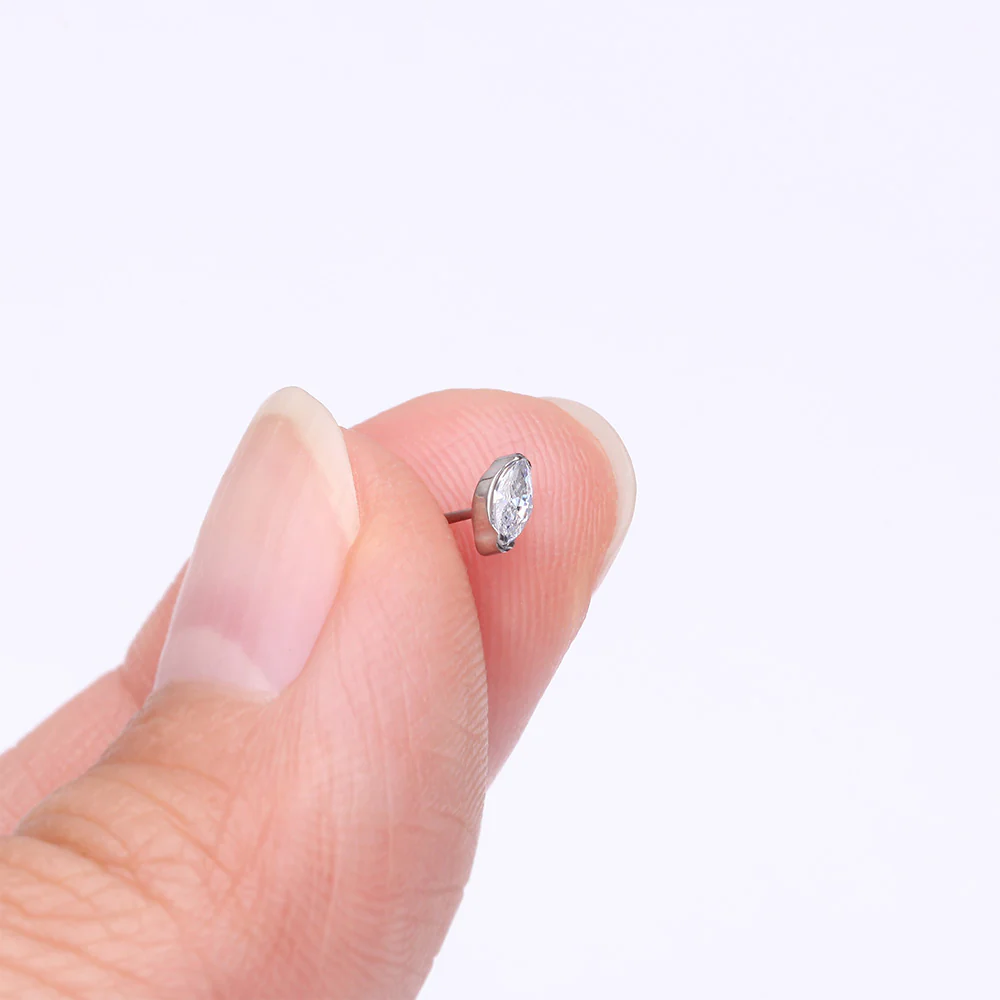 Implant Grade Titanium OneFit Threadless Elegant Marquise Sparkle Top Part - Image 3